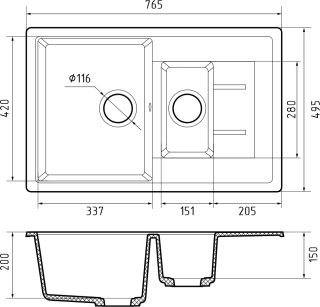 Мойка кухонная GranFest CLASSIC Q-775KL песочный